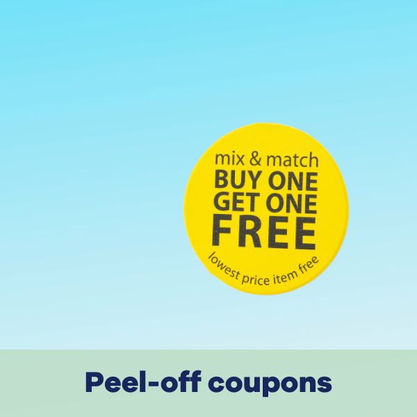 Peel-off coupons and promotional labels