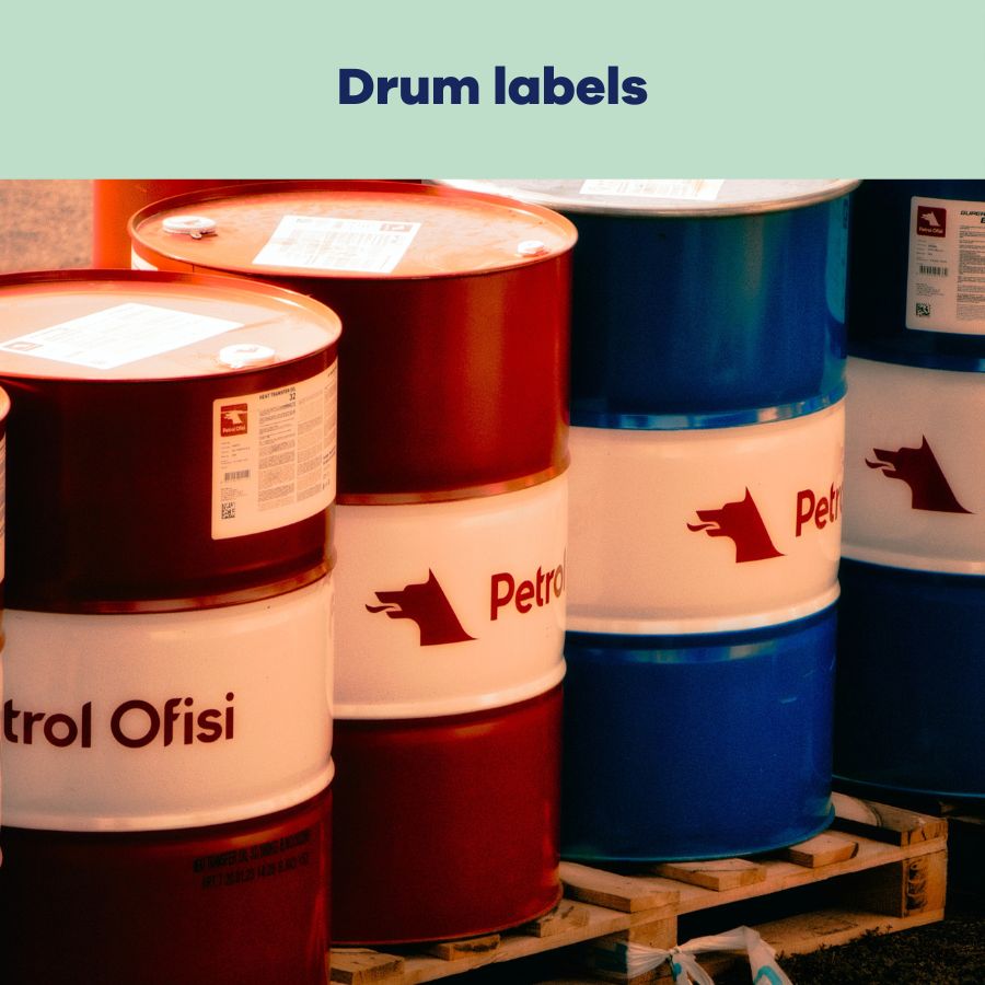 Drum labels for petrochemical product